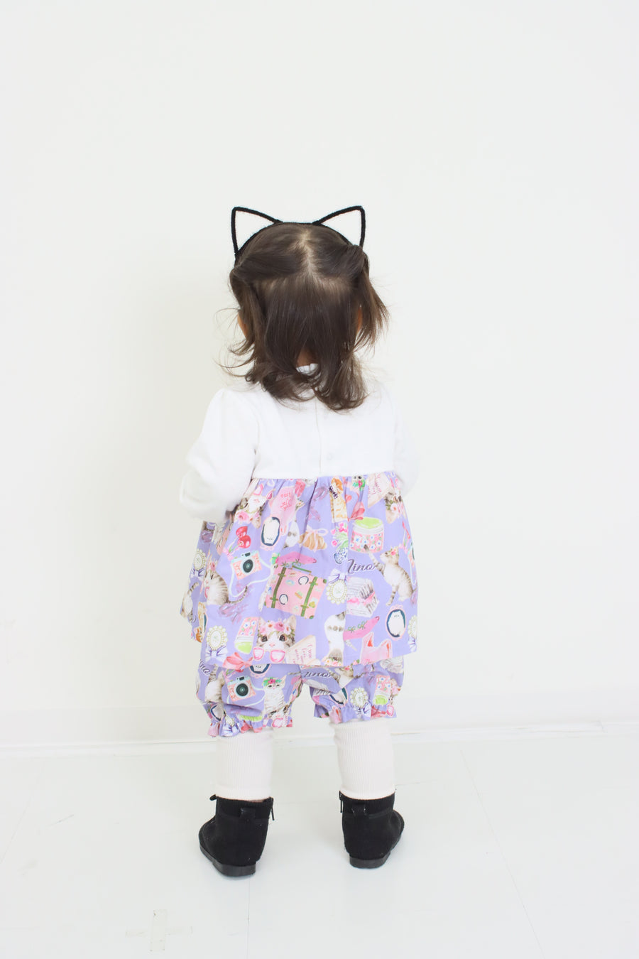 コラージュねこプリントベービースーツ