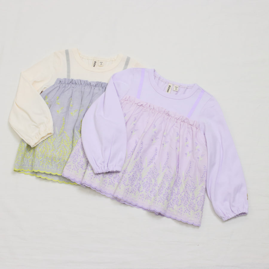 カットワークレース　ロングTシャツ