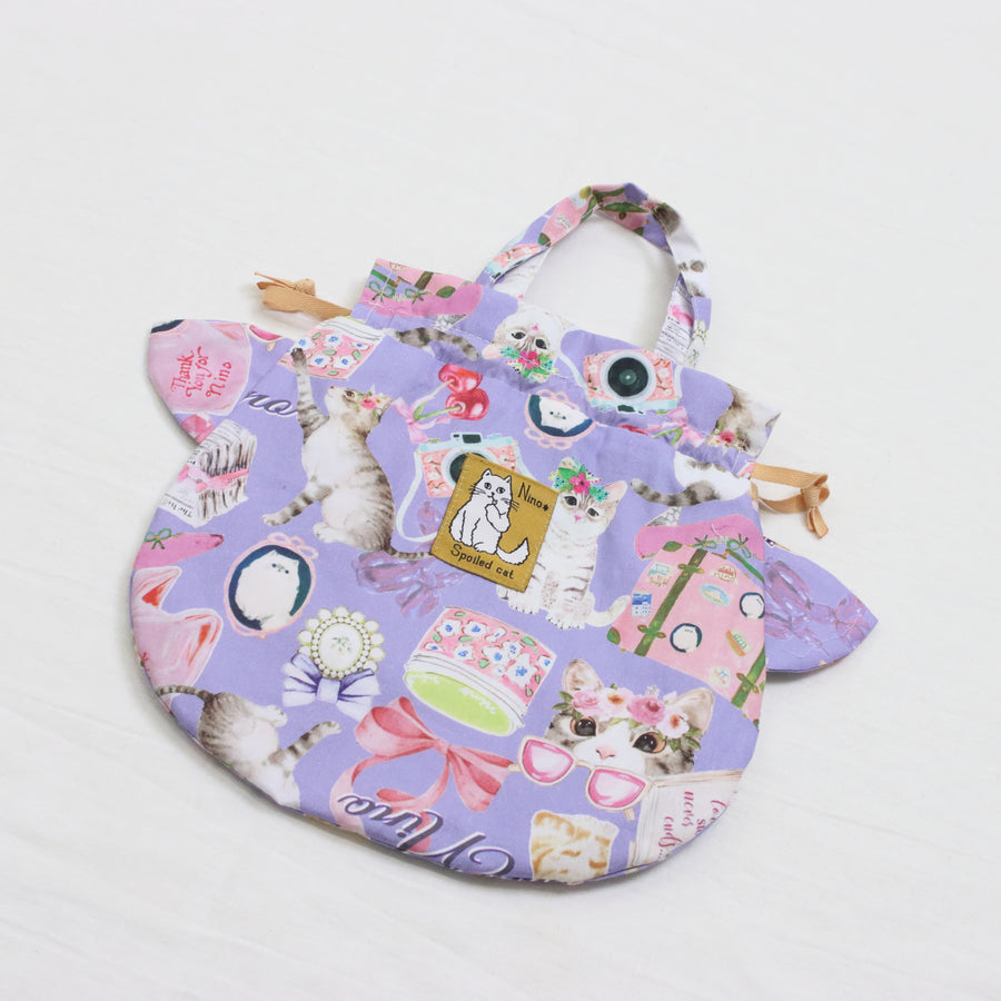 オリジナルねこプリントミニ巾着バック
