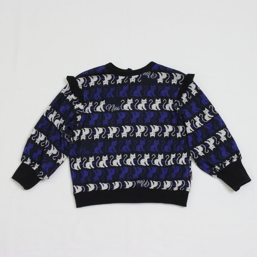 ねこボーダージャガード 2WAYプルオーバー
