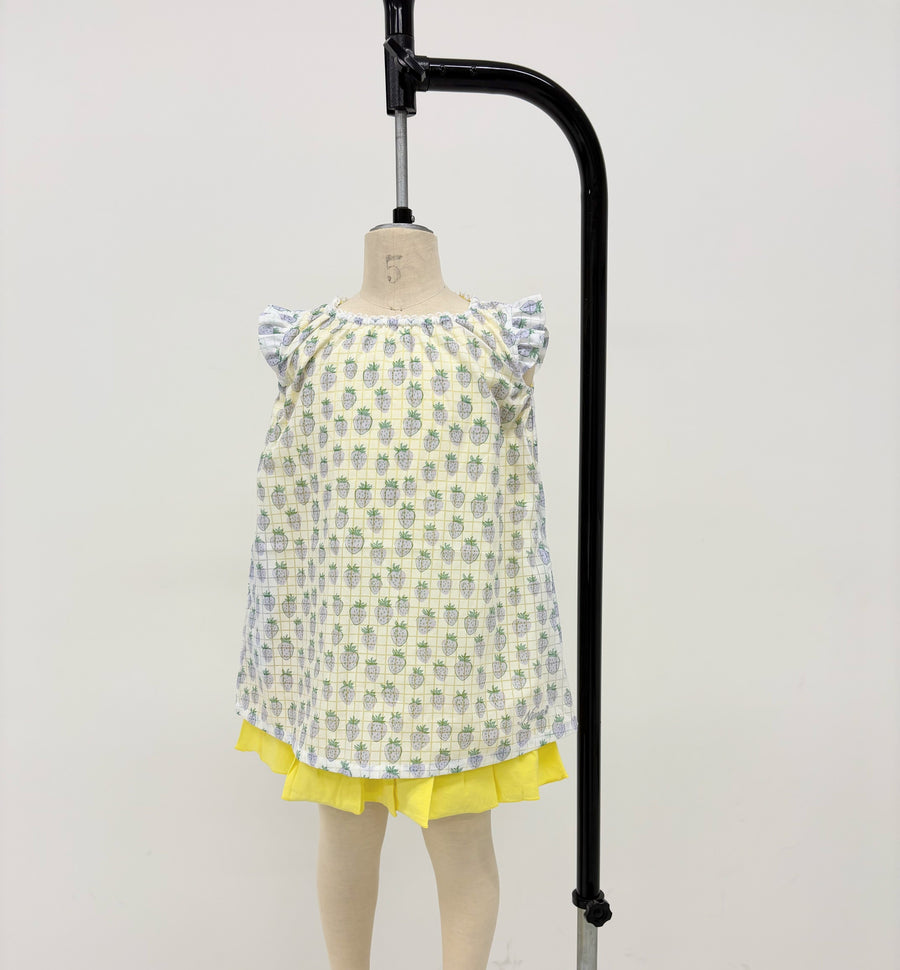 【90～120cm】リバーシブルワンピース/ シアーチェックストロベリー