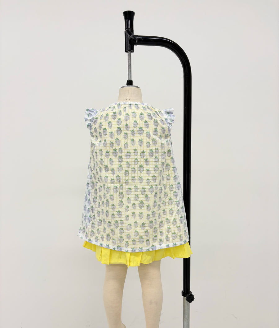 【90～120cm】リバーシブルワンピース/ シアーチェックストロベリー