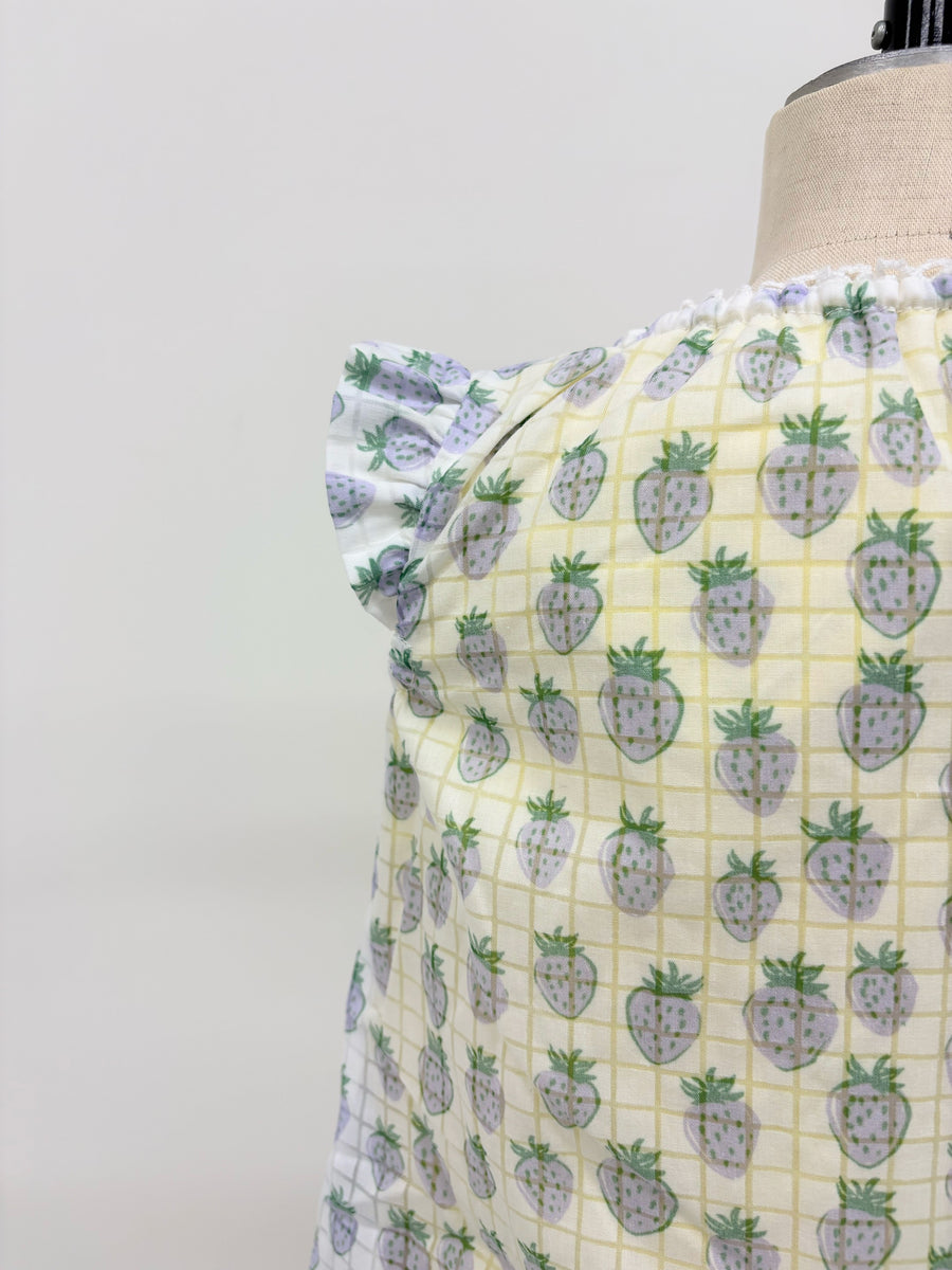 【90～120cm】リバーシブルワンピース/ シアーチェックストロベリー