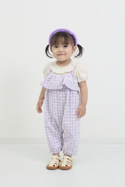 ギンガムレース　ベビーサロペット