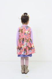 [100cm~120cm] Dress | Cat print | Pink