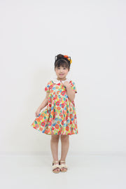 前明きワンピース【リボンプリント＆フラワープリント】