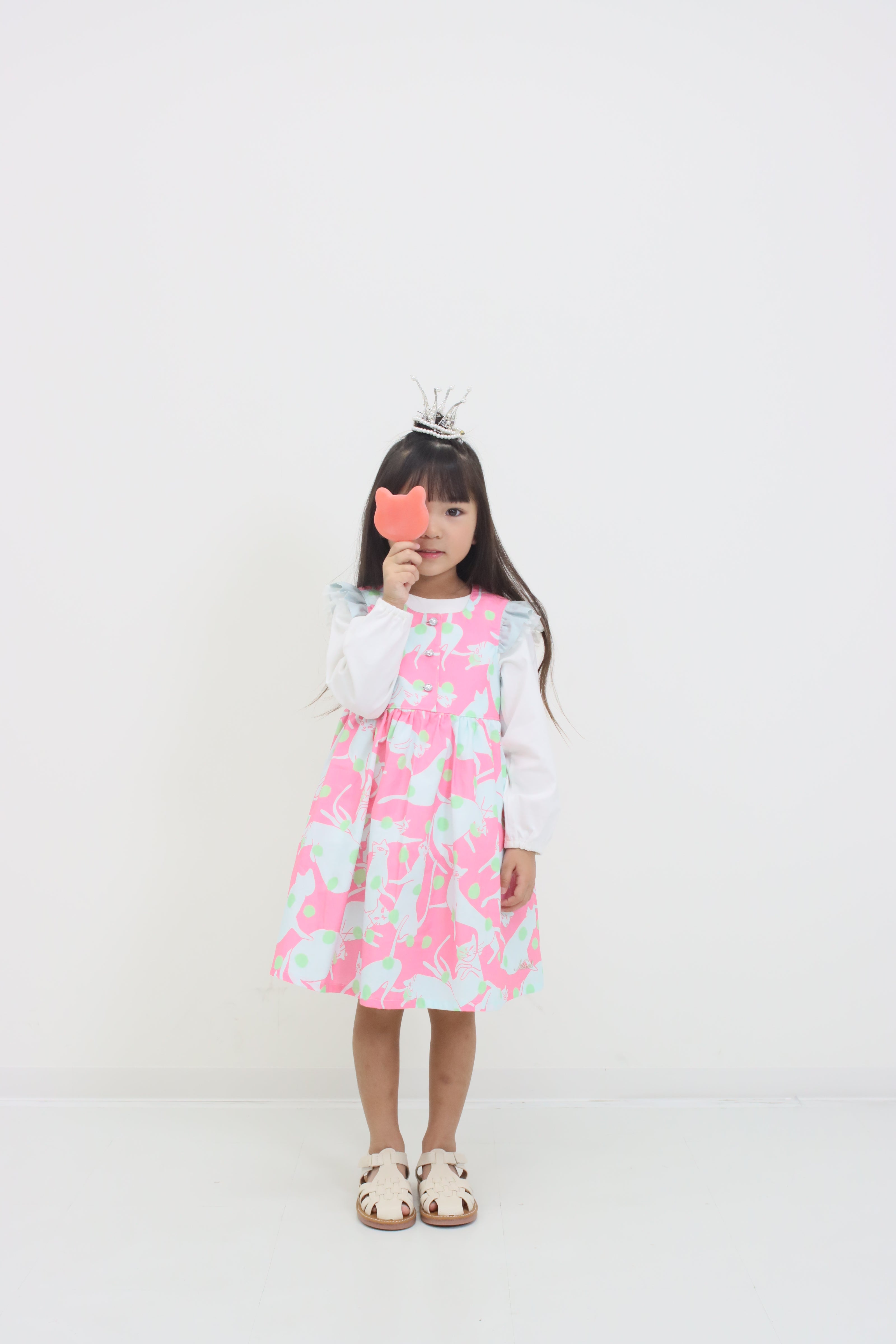 ねこドットプリント ジャンパースカート