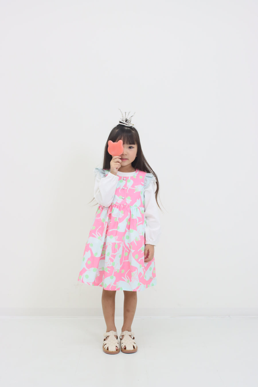 ねこドットプリント ジャンパースカート