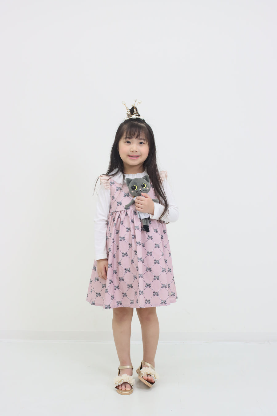 リボンパールプリント　ジャンパースカート