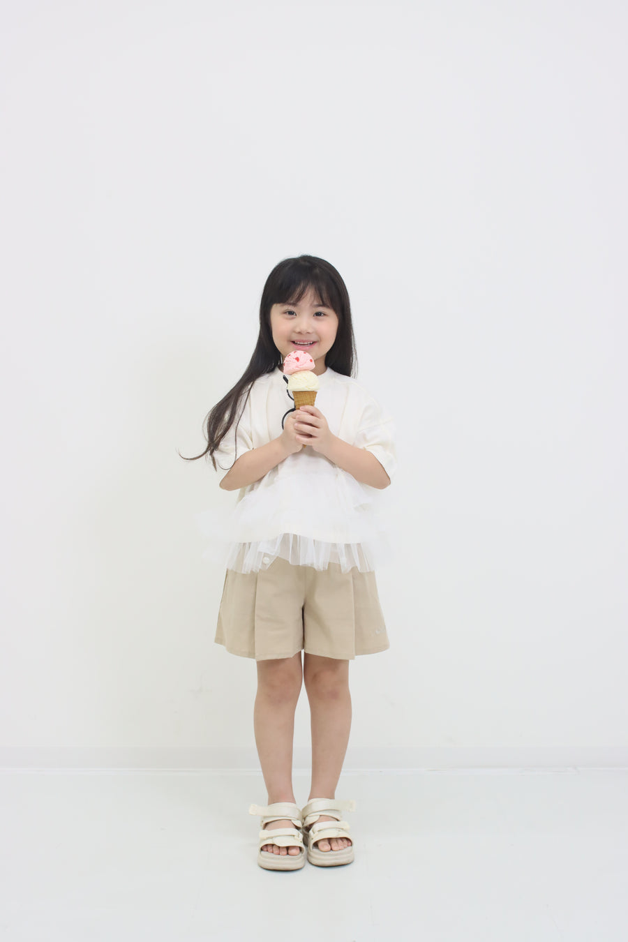 裾チュール　Tシャツ