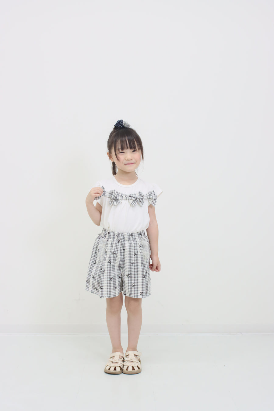 チェックリボン　Tシャツ
