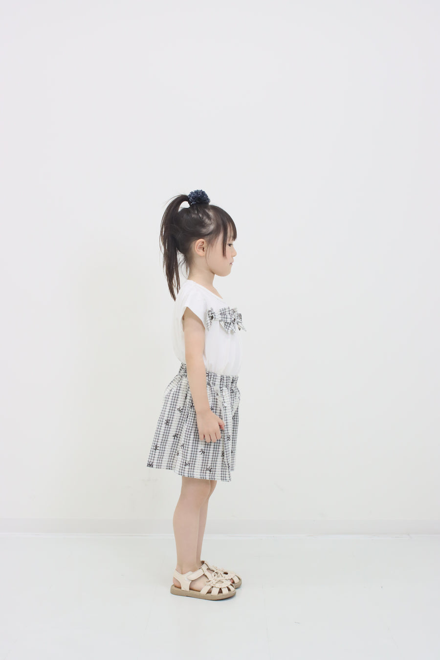 チェックリボン　Tシャツ