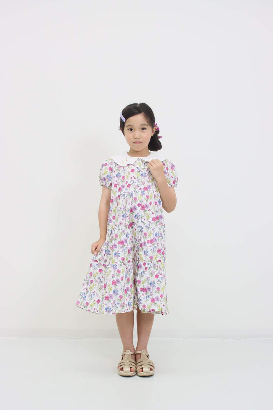 フラワープリントティアードワンピース