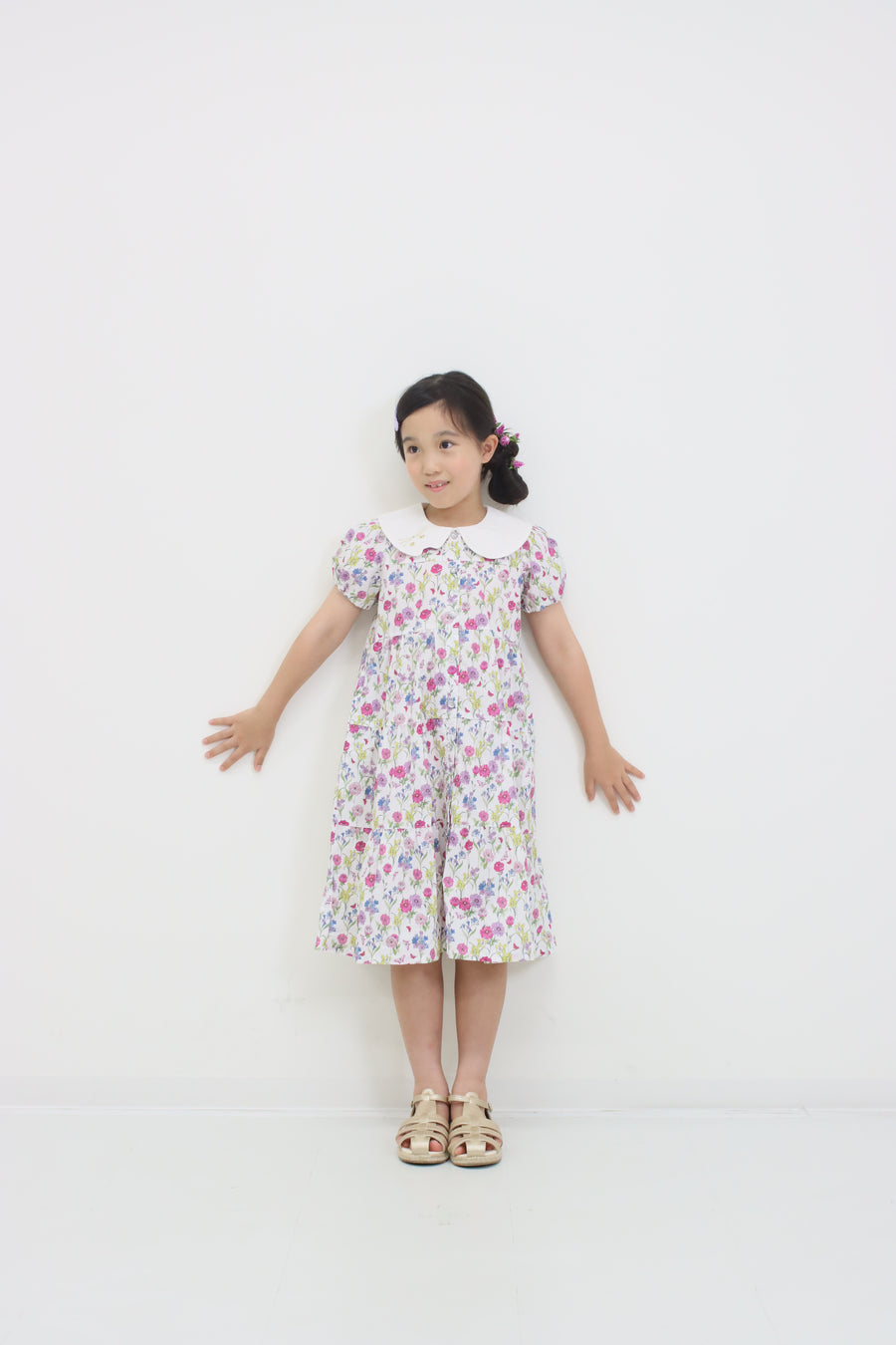 フラワープリントティアードワンピース