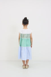 ギンガム×ストライプ　ティアードワンピース