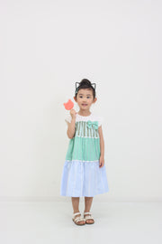 ギンガム×ストライプ　ティアードワンピース