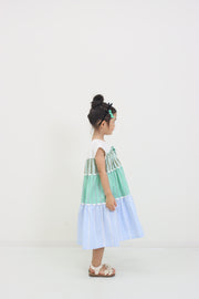 ギンガム×ストライプ　ティアードワンピース