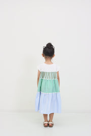 ギンガム×ストライプ　ティアードワンピース