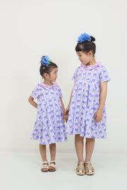 前明きワンピース【リボンプリント＆フラワープリント】