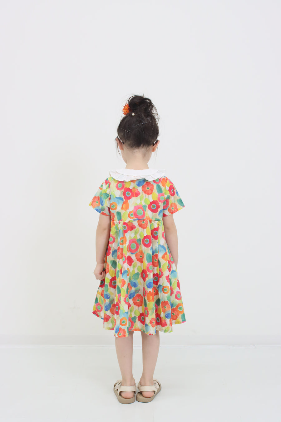 前明きワンピース【リボンプリント＆フラワープリント】