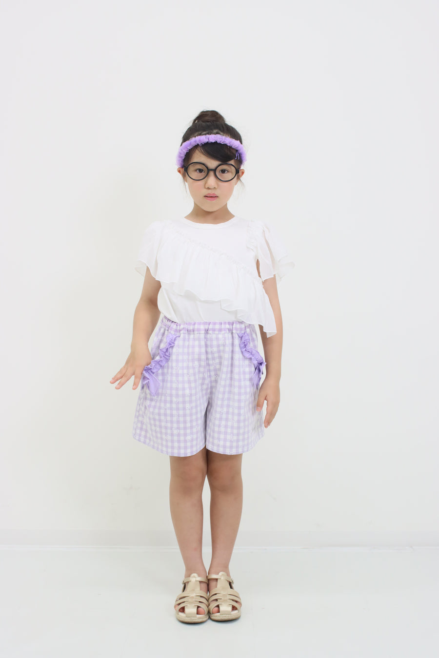 ギンガムレース　キュロットパンツ
