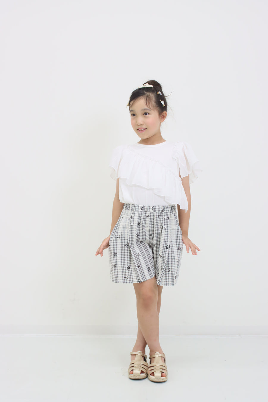 モノトーンチェック　キュロットパンツ