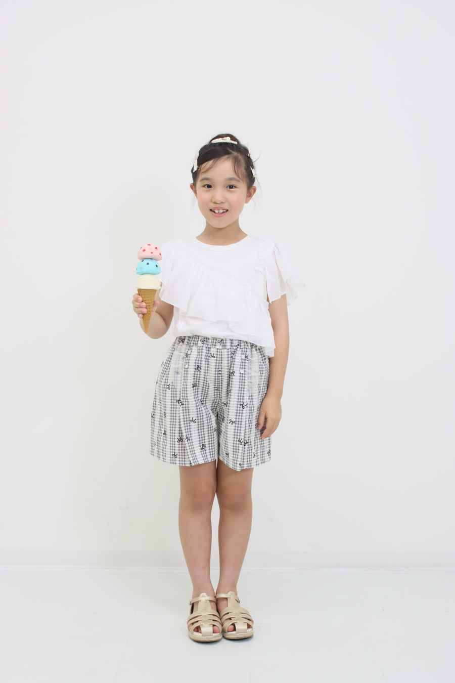 モノトーンチェック　キュロットパンツ