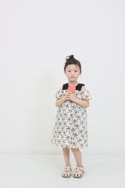 リボンプリントオフショルダーワンピース