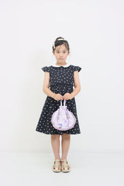 リボンプリント丸襟ワンピース