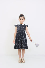 リボンプリント丸襟ワンピース