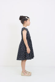 リボンプリント丸襟ワンピース