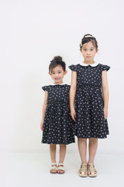 リボンプリント丸襟ワンピース