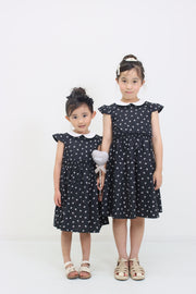 リボンプリント丸襟ワンピース