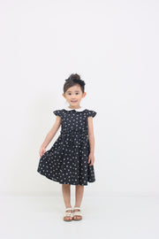 リボンプリント丸襟ワンピース