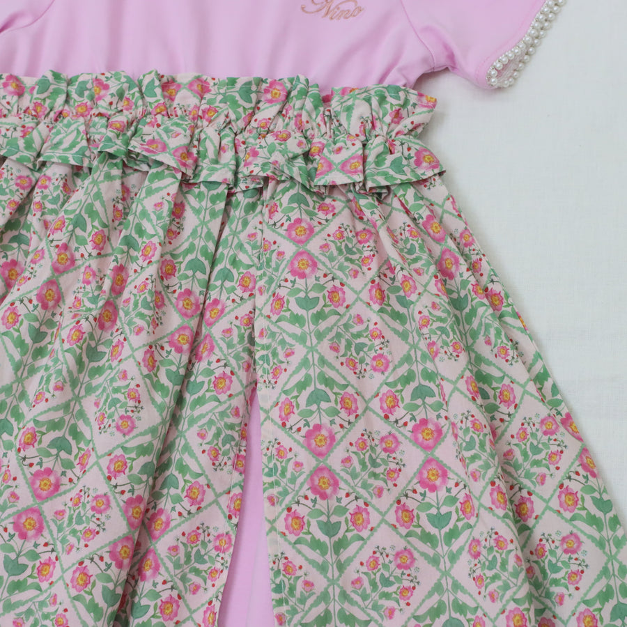 【フラワープリント＆チェリープリント】ワンピース