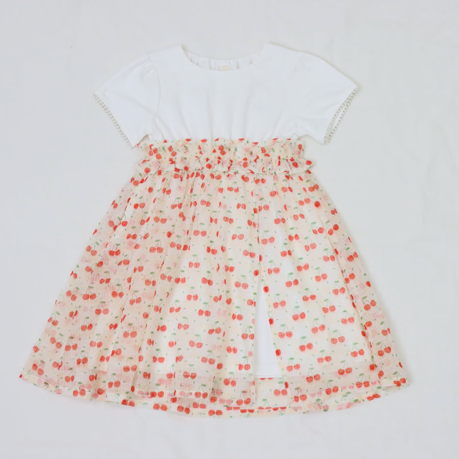 【フラワープリント＆チェリープリント】ワンピース