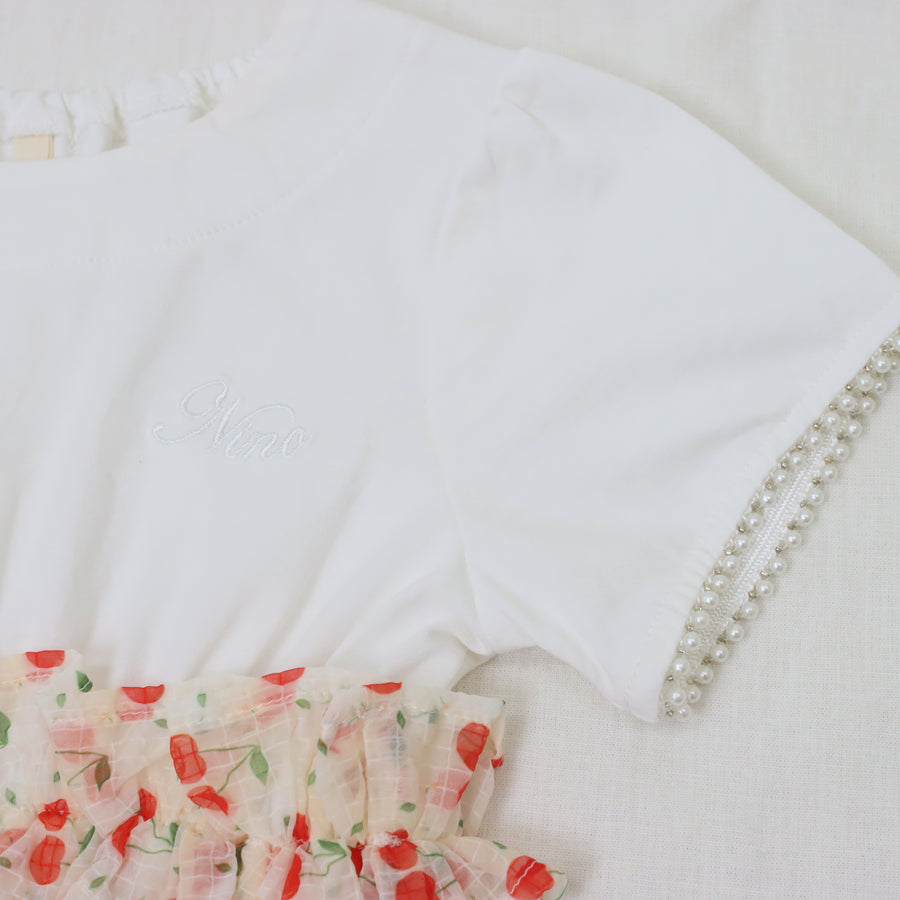 【フラワープリント＆チェリープリント】ワンピース