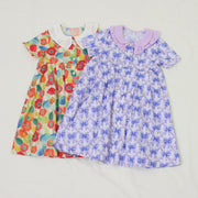 前開きワンピース【リボンプリント＆フラワープリント】