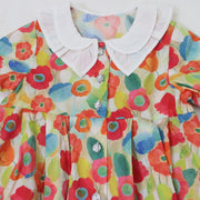 前明きワンピース【リボンプリント＆フラワープリント】