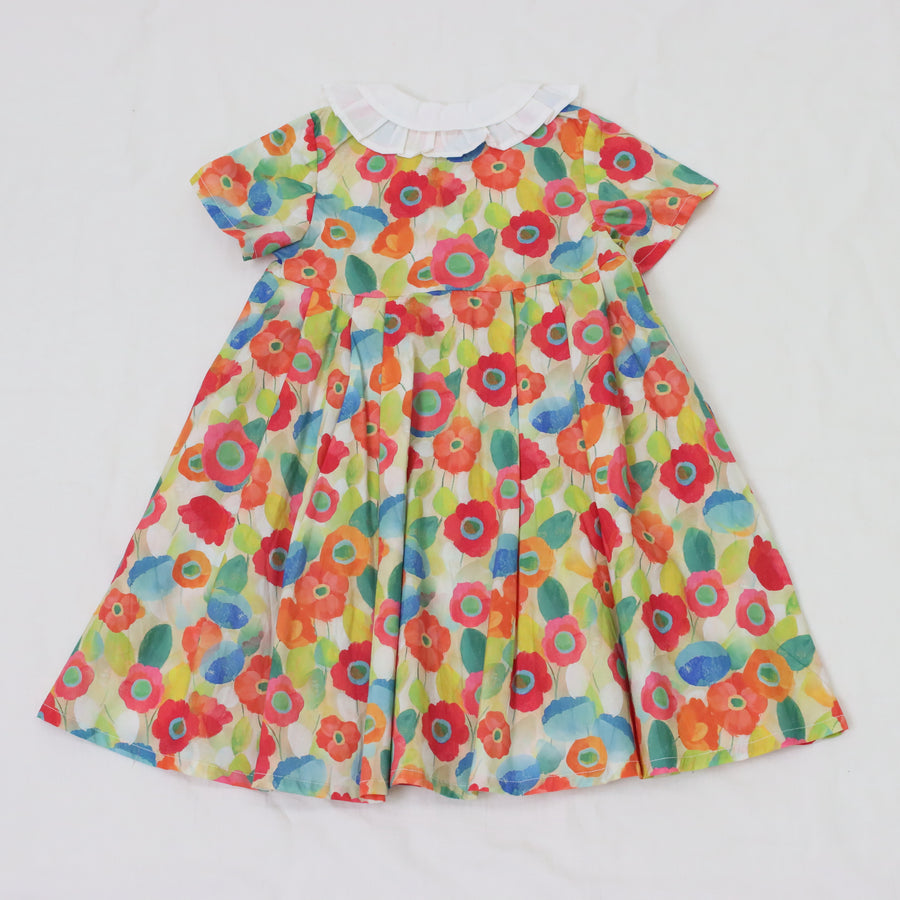 前明きワンピース【リボンプリント＆フラワープリント】