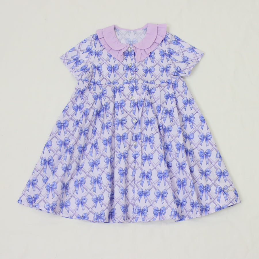 前明きワンピース【リボンプリント＆フラワープリント】