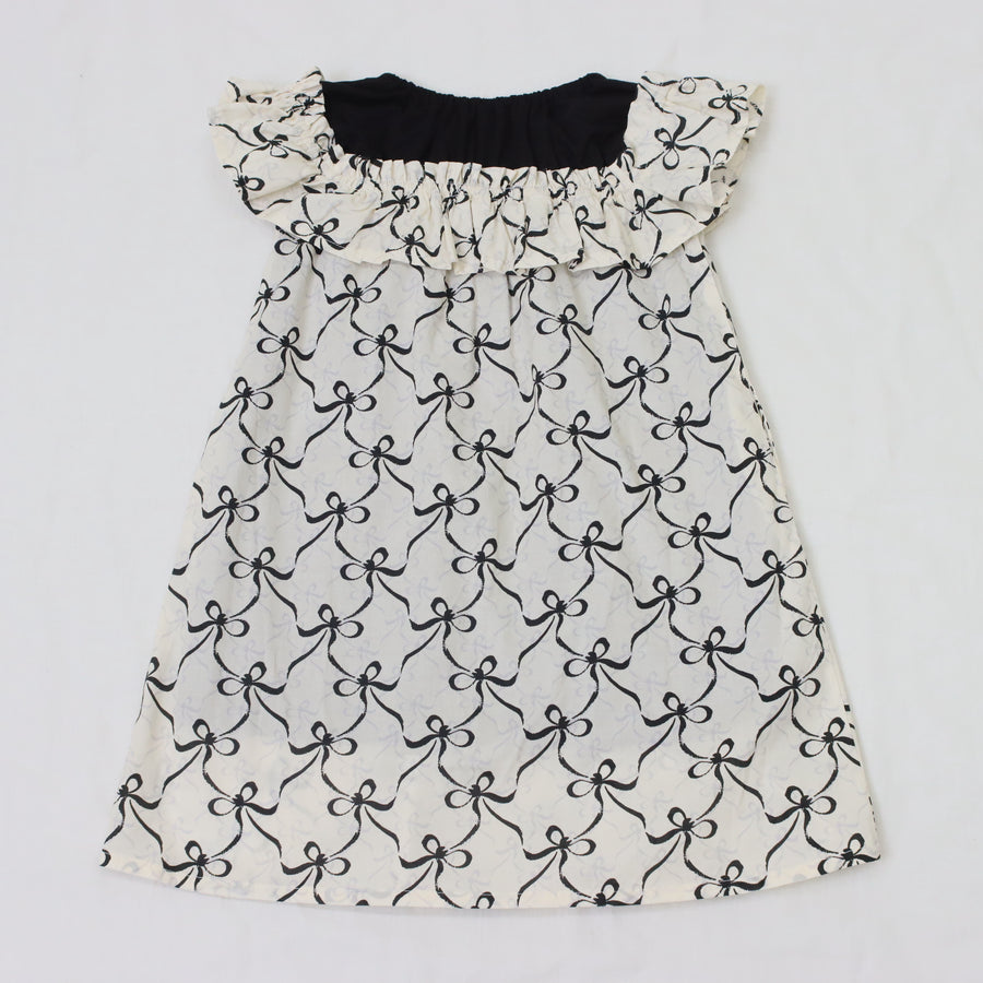 リボンプリントオフショルダーワンピース