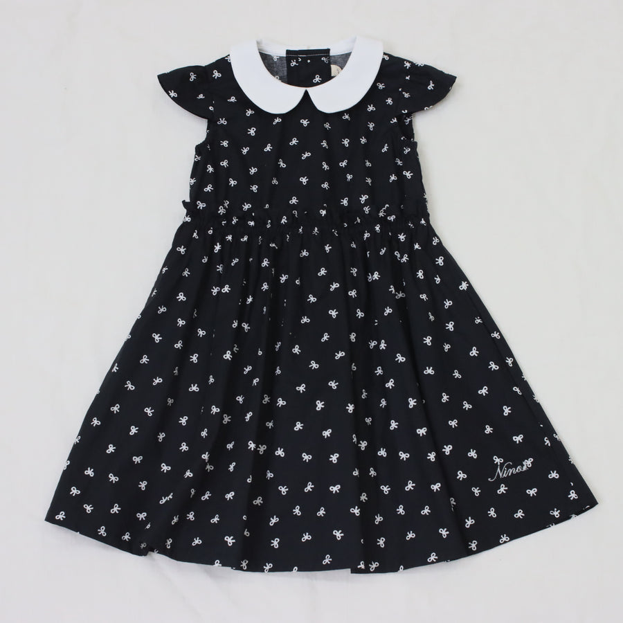 リボンプリント丸襟ワンピース