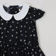 リボンプリント丸襟ワンピース