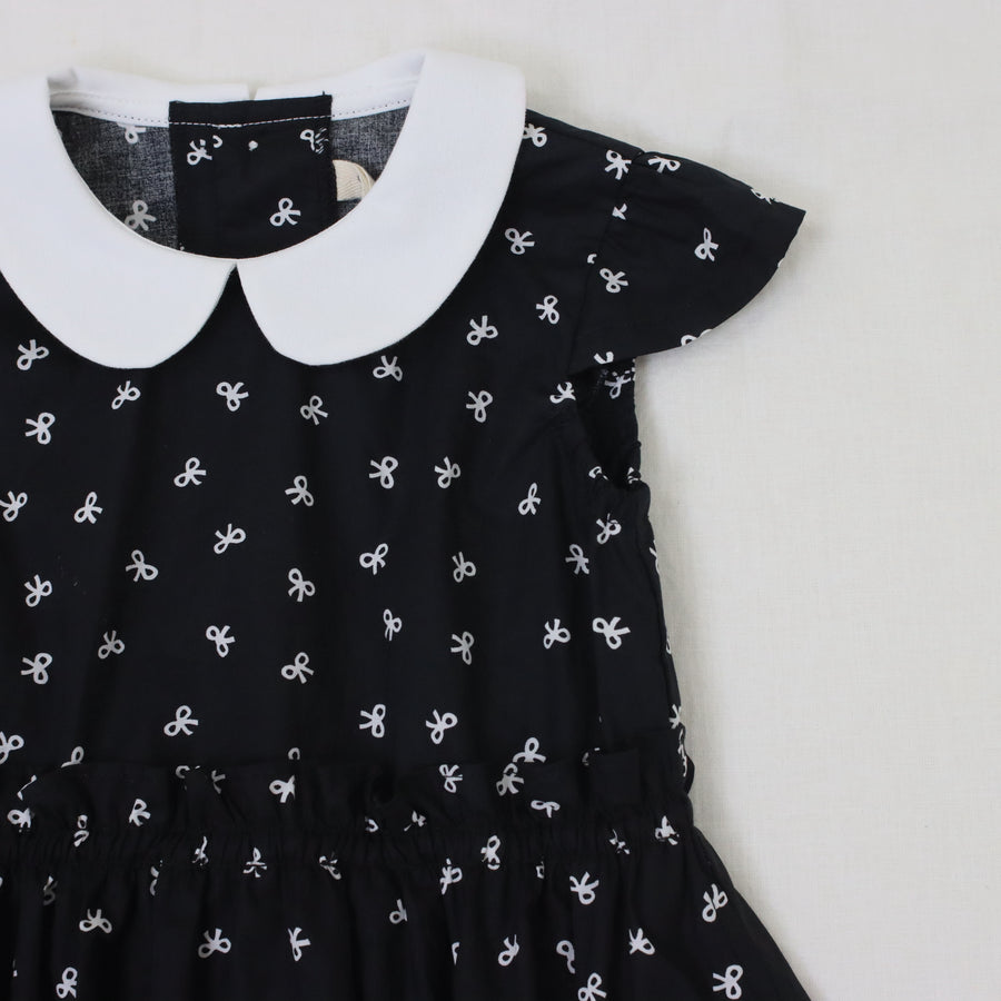 リボンプリント丸襟ワンピース