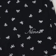 リボンプリント丸襟ワンピース