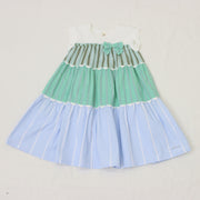 ギンガム×ストライプ　ティアードワンピース