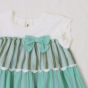 ギンガム×ストライプ　ティアードワンピース