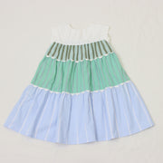 ギンガム×ストライプ　ティアードワンピース