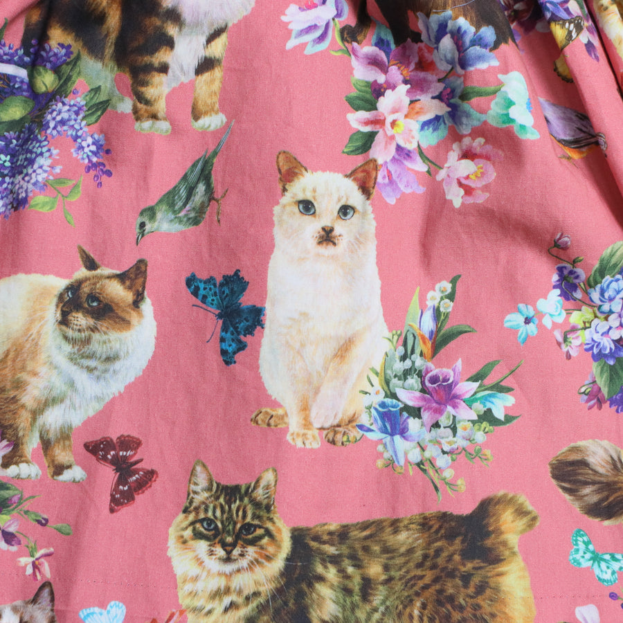 [100cm~120cm] Dress | Cat print | Pink
